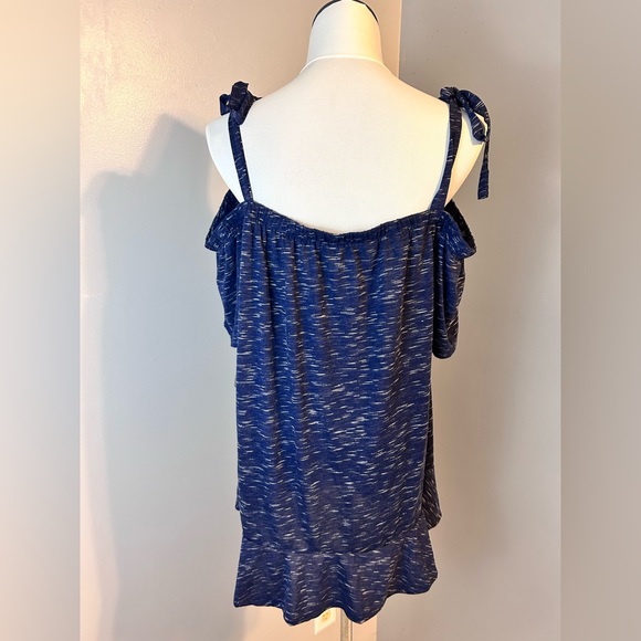 A.N.A ruffle bottom jean blue off the the shoulder tunic top NWT size xl - Picture 2 of 4